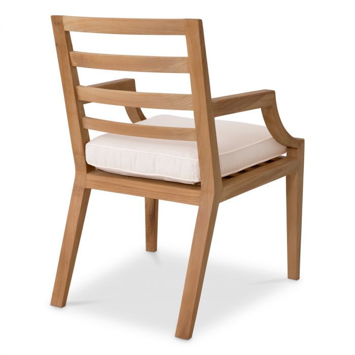 Outdoor Dining Chair Hera natural teak flores off-white