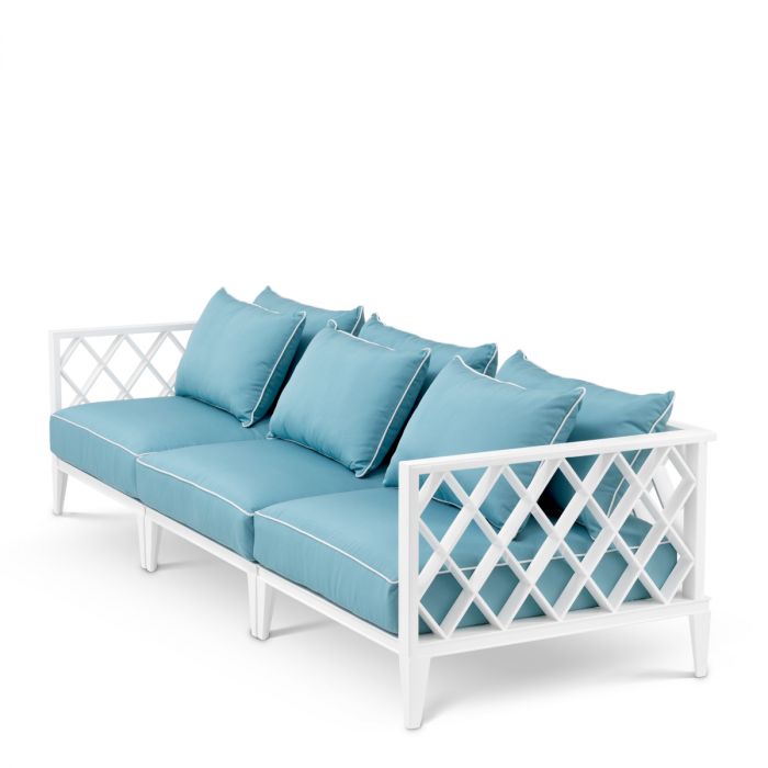 Outdoor Sofa Ocean Club L white sunbrella mineral blue