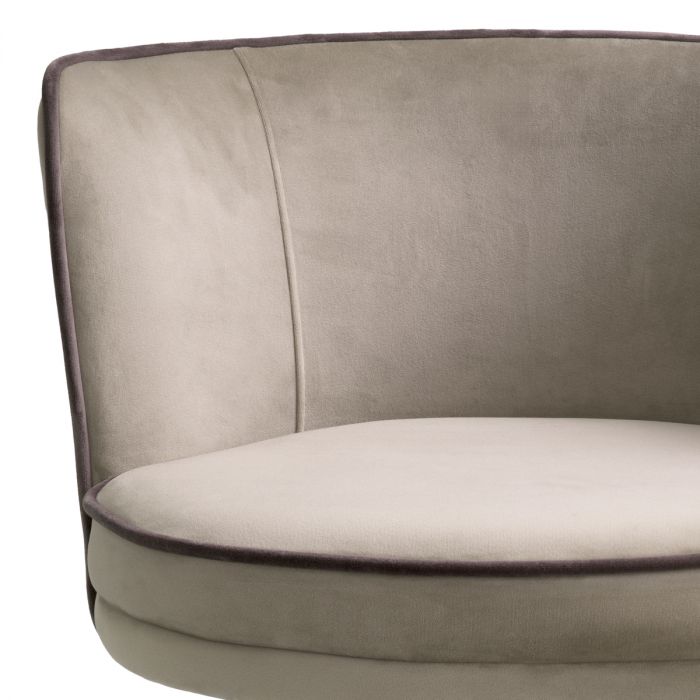 Taburete de bar Grenada en terciopelo gris savona