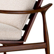 Chair Manzo classic brown finish bouclé cream incl cushions
