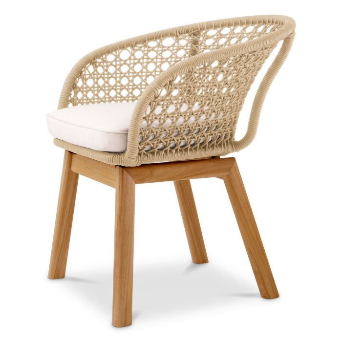 Outdoor Dining Chair Trinity cream weave flores off-white