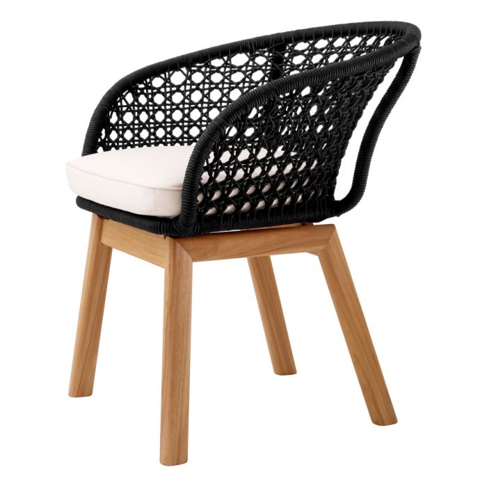 Outdoor Dining Chair Trinity black weave flores off-white