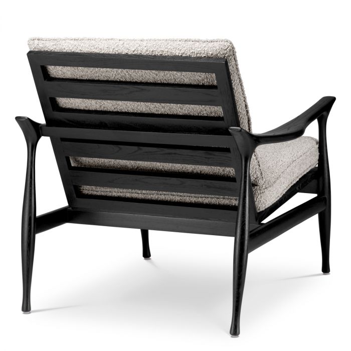 Chair Manzo classic black finish bouclé grey incl cushions