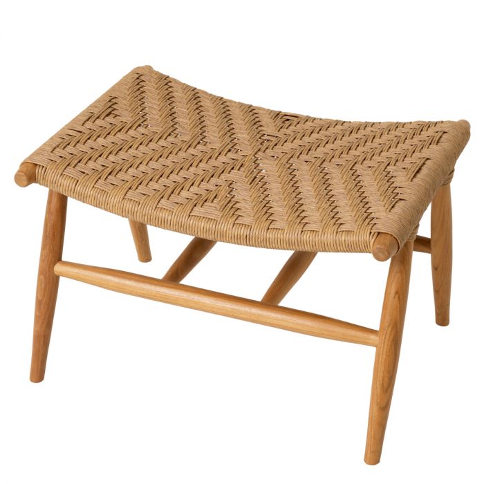 Outdoor Chair and Foot Stool Laroc natural teak faux rattan