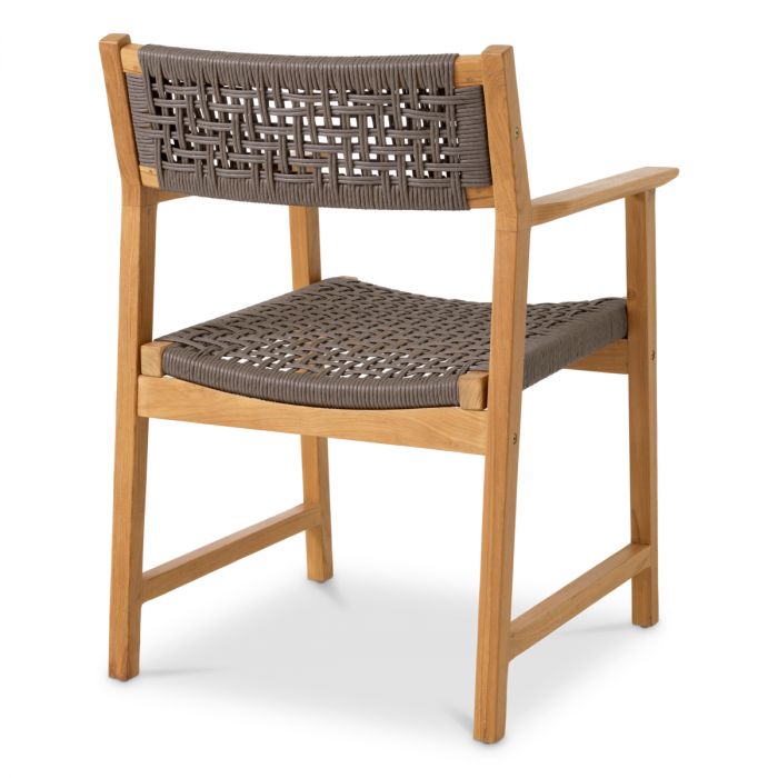 Outdoor Dining Chair Cancun natural teak faux rattan set of 2