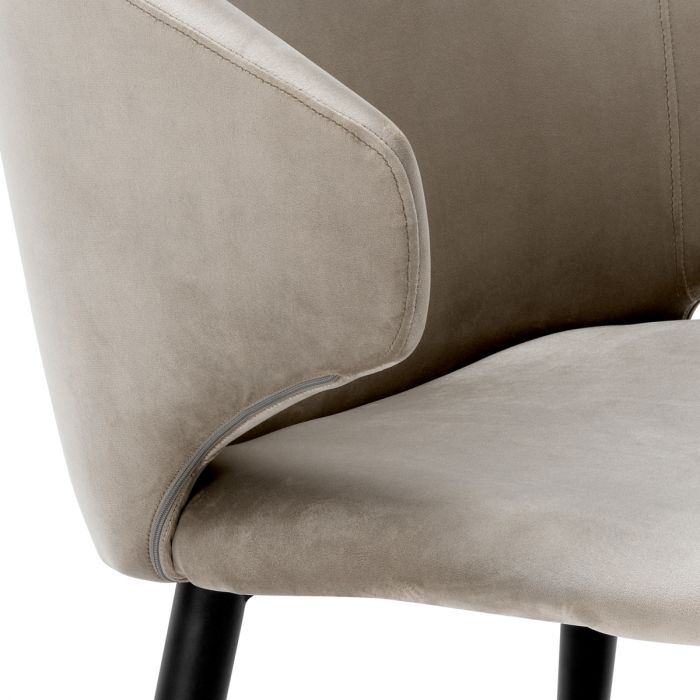 Dining Chair Volante with arm roche beige velvet