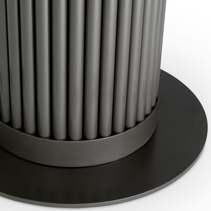 Outdoor Dining Table Volterra Round bronze finish grey ceramic