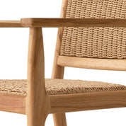 Outdoor Dining Chair Pivetti with arm natural teak faux rattan