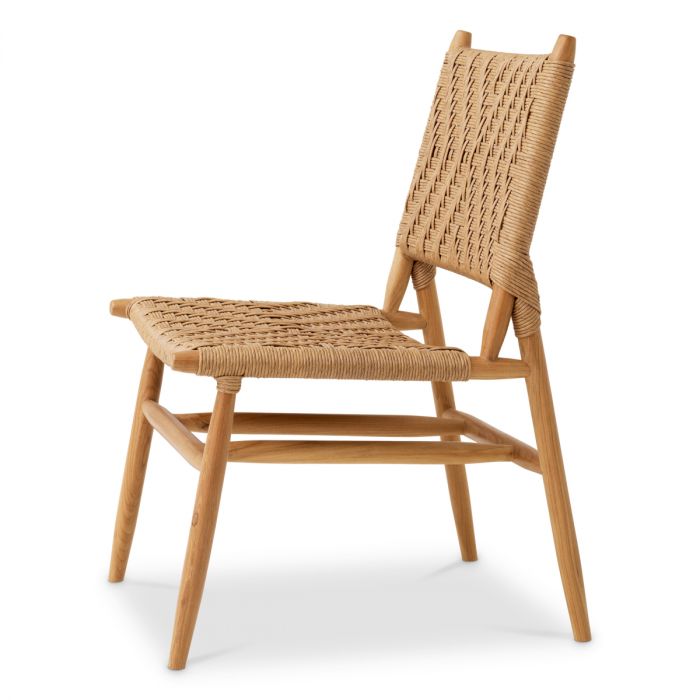 Outdoor Dining Chair Laroc natural teak faux rattan set of 2