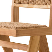 Outdoor Dining Chair Niclas natural teak natural weave faux rattan