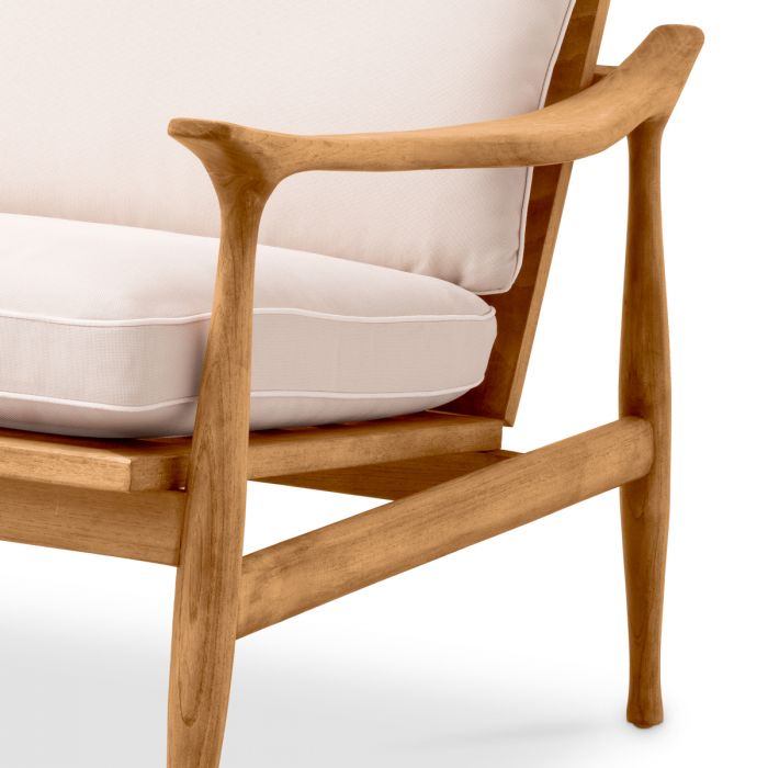 Outdoor Chair Manzo natural teak flores off-white incl cushions