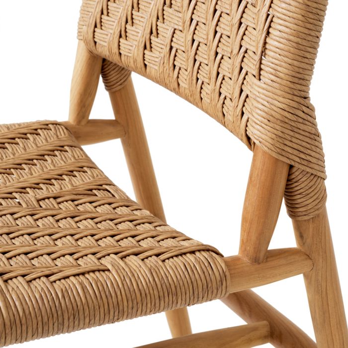 Outdoor Dining Chair Laroc natural teak faux rattan set of 2