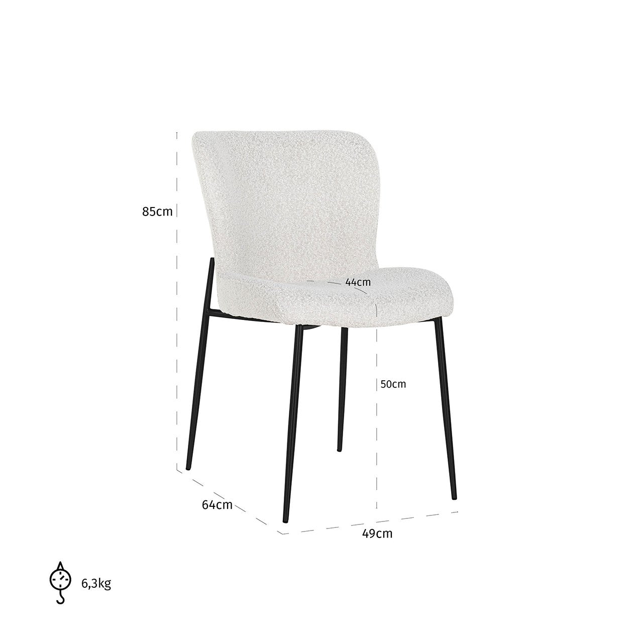Chair Darby white bouclé / black (Copenhagen 900 Bouclé White)