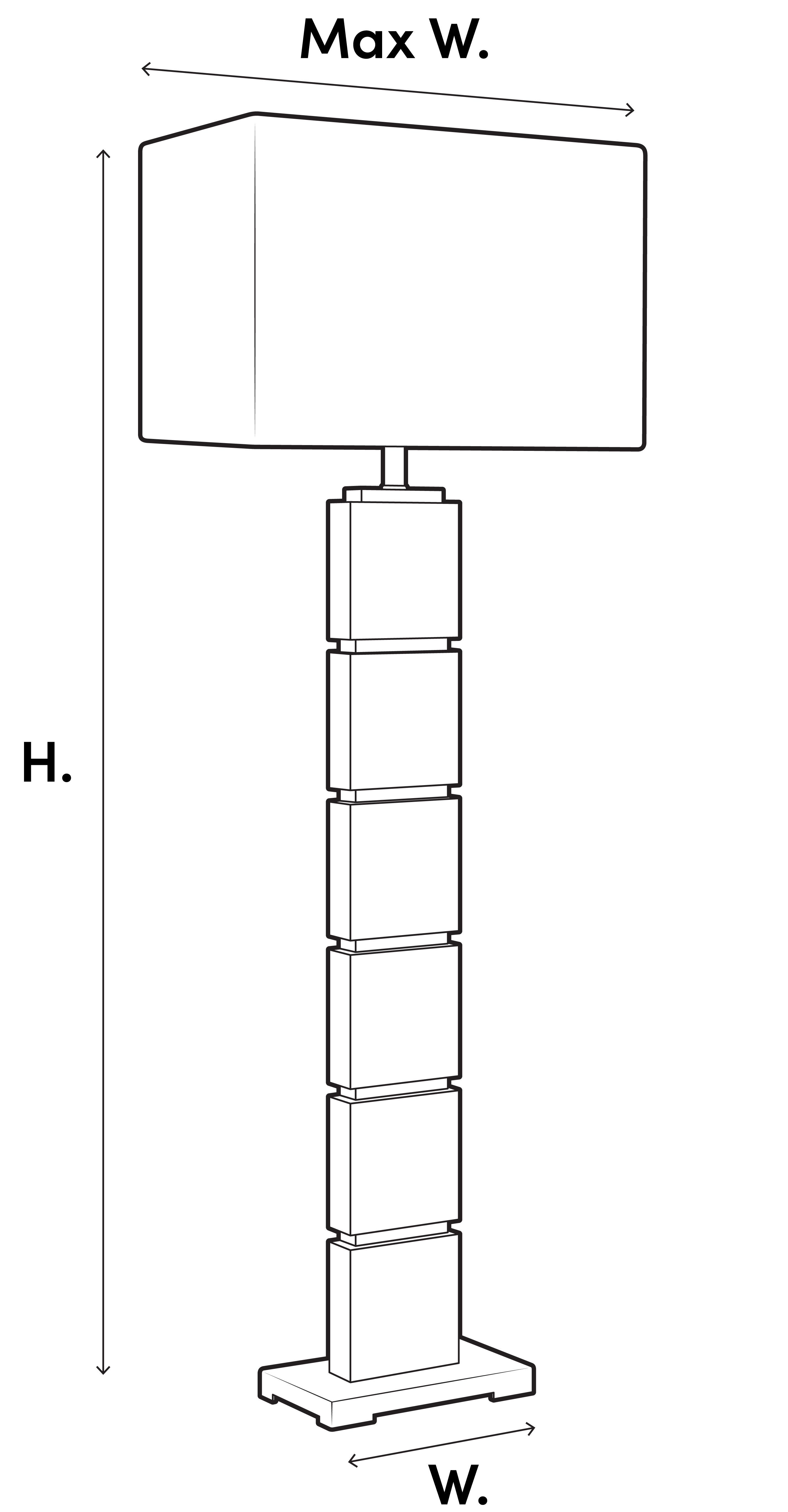 Dimension guide for Floor Lamp Newton travertine incl shade
