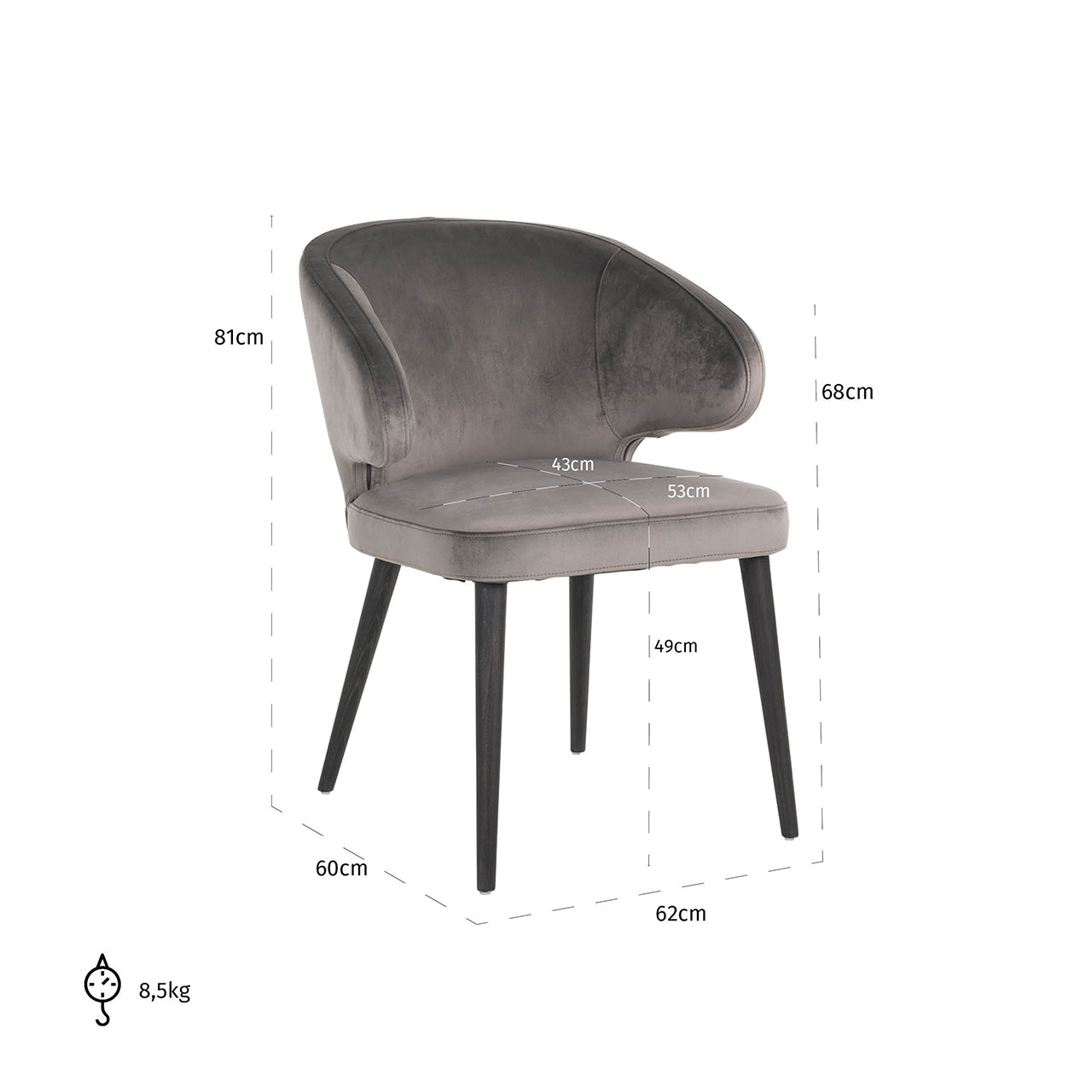 Chair Indigo stone velvet (Quartz Stone 101)