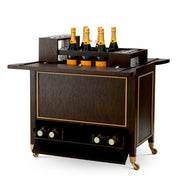 Trolley Galliano brown oak veneer brushed brass finish