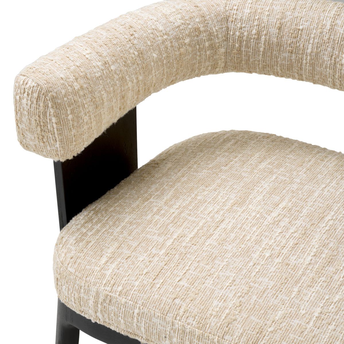 Dining Chair Dubois black oak veneer bouclé sonata cream