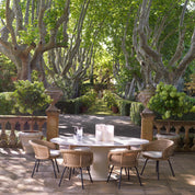 Outdoor Dining Table Volterra Oval sand finish cream ceramic