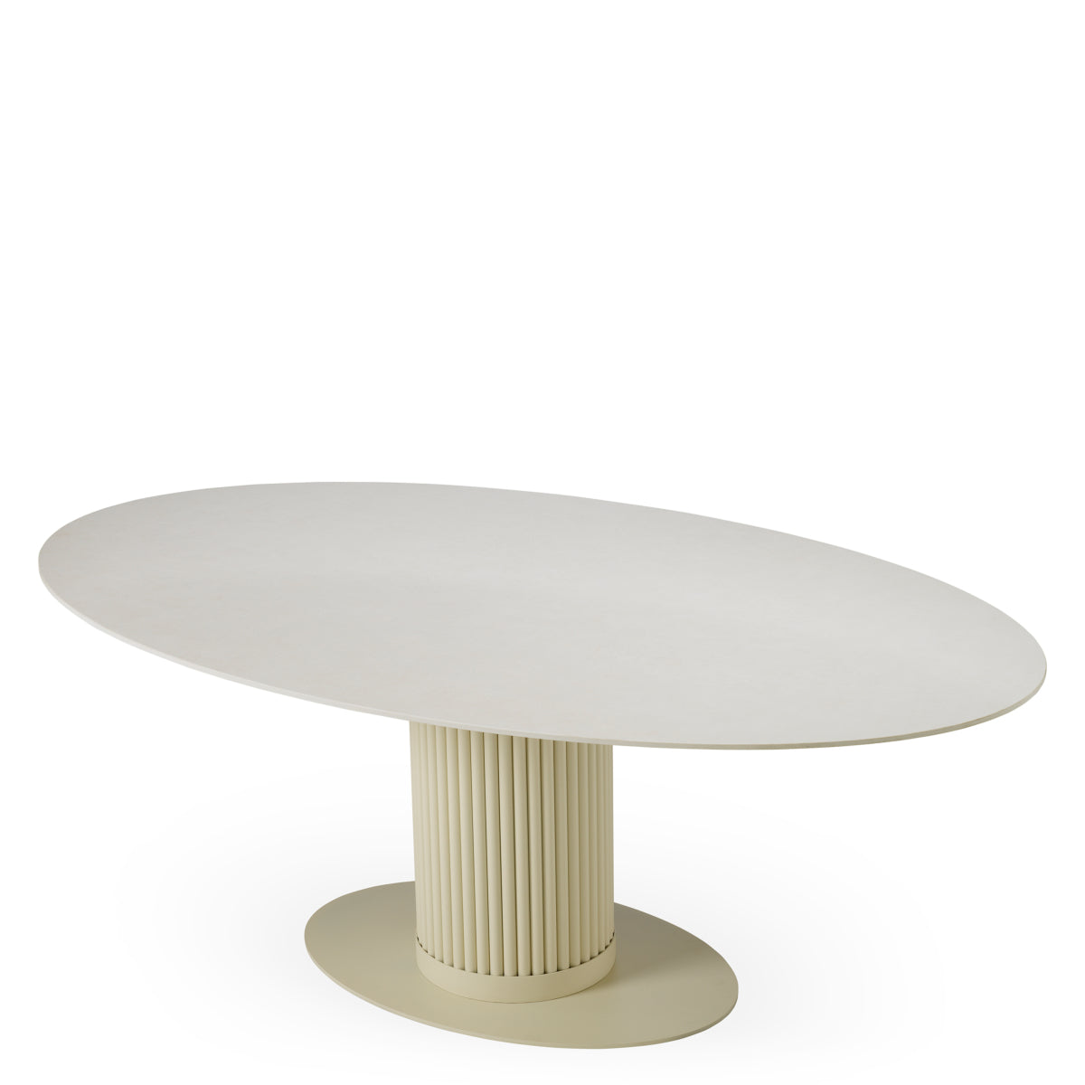 Outdoor Dining Table Volterra Oval sand finish cream ceramic