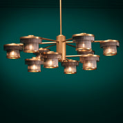 CDJ Chandelier Andromeda antique brass finish smoke glass