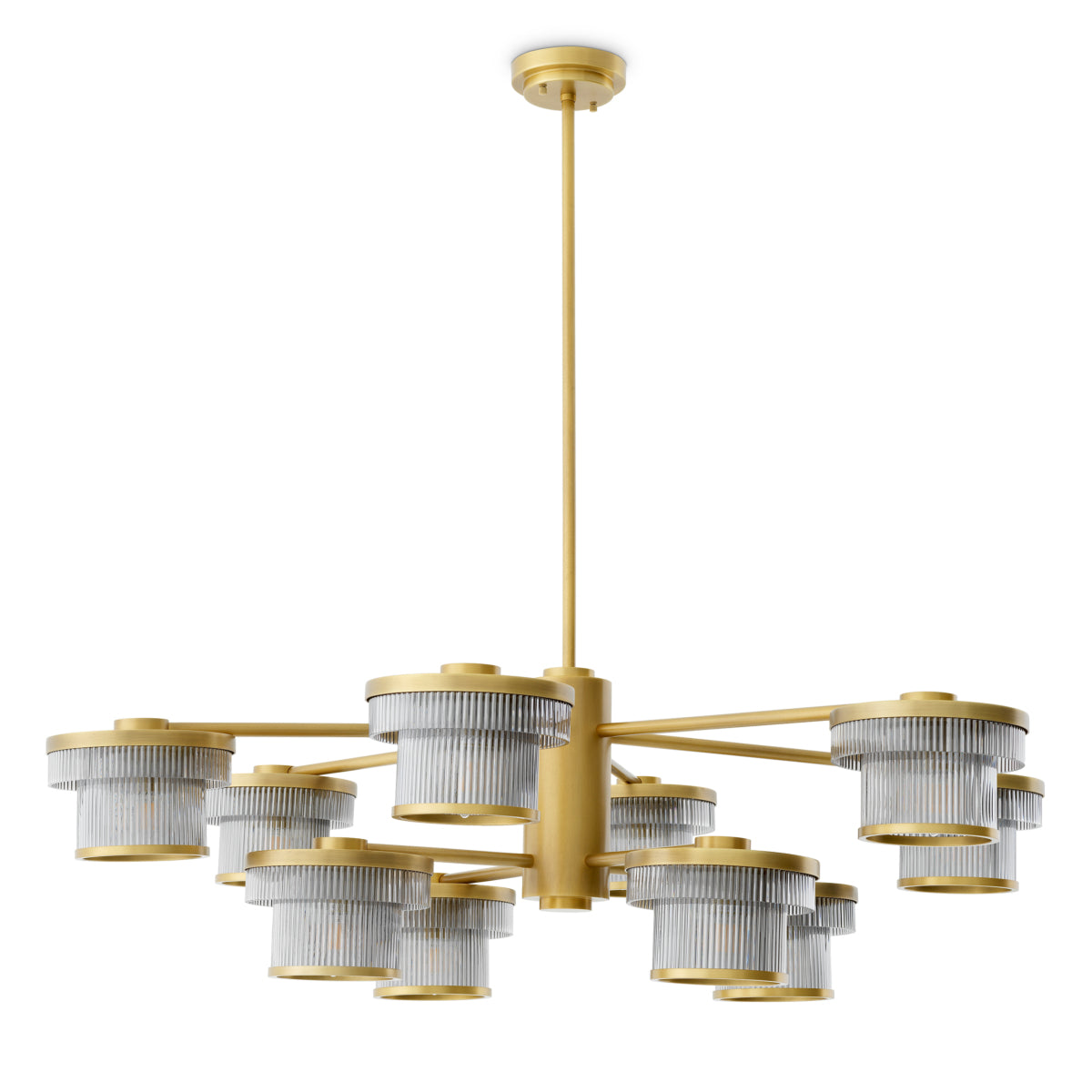 CDJ Chandelier Andromeda antique brass finish smoke glass