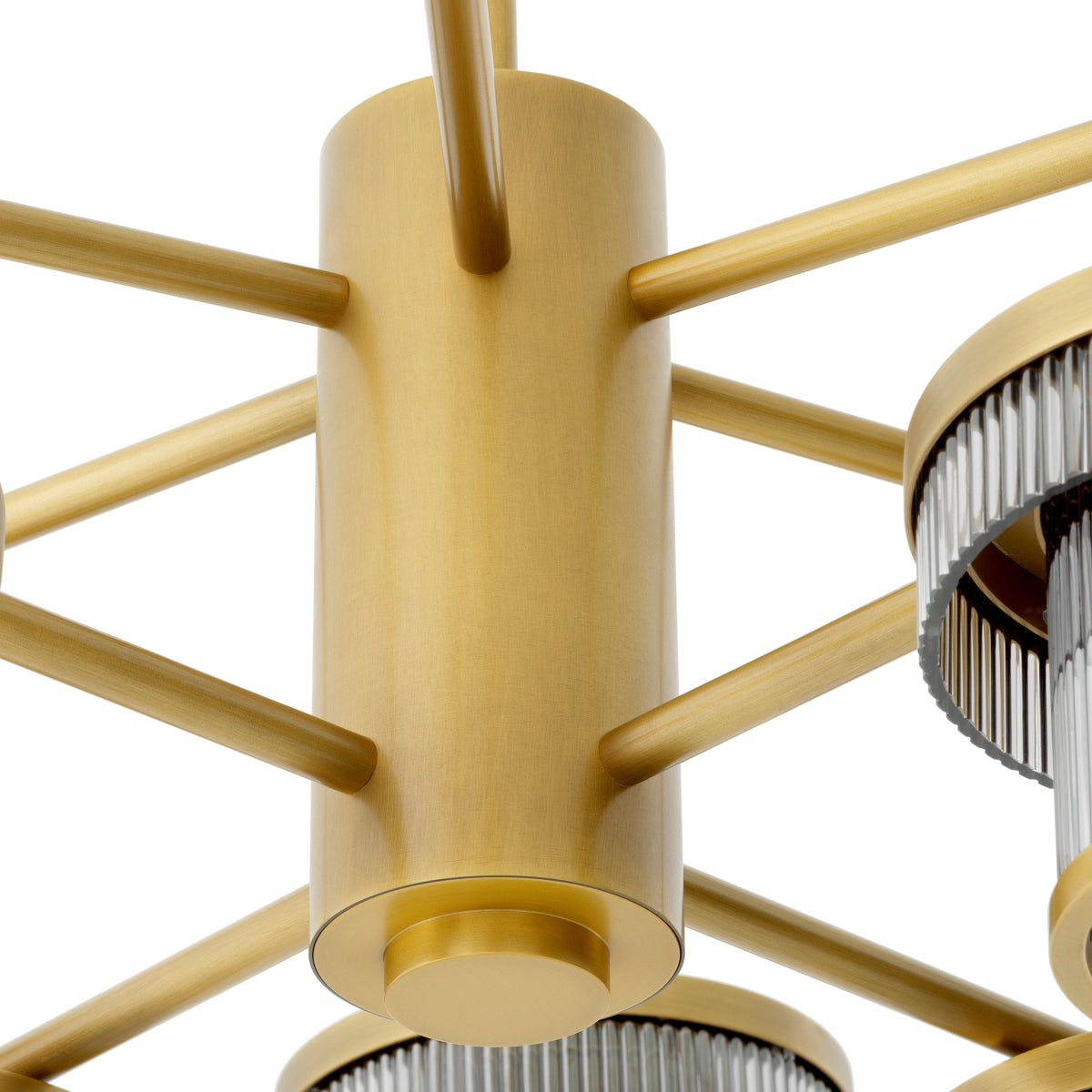 CDJ Chandelier Andromeda antique brass finish smoke glass