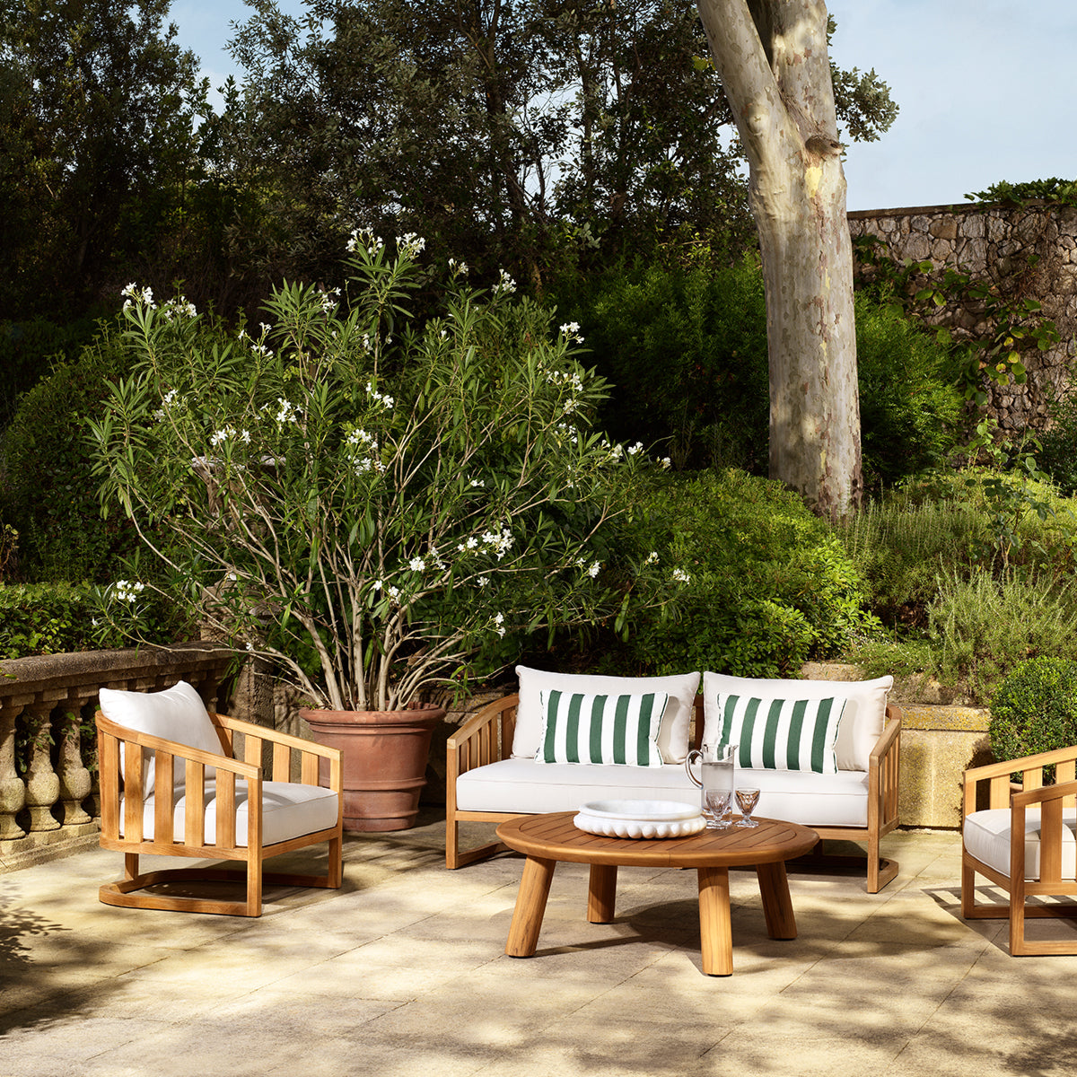 Outdoor Sofa Aruba natural teak incl sunbrella canvas cushions