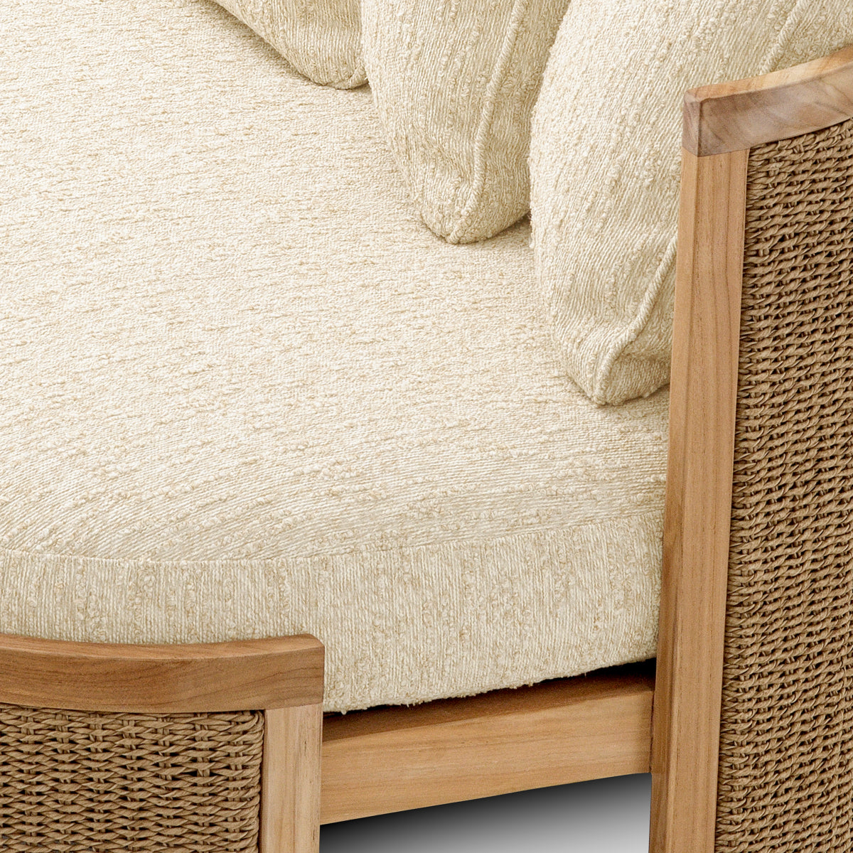 Outdoor Sofa Marenzo natural teak faux rattan incl arden natural cushions