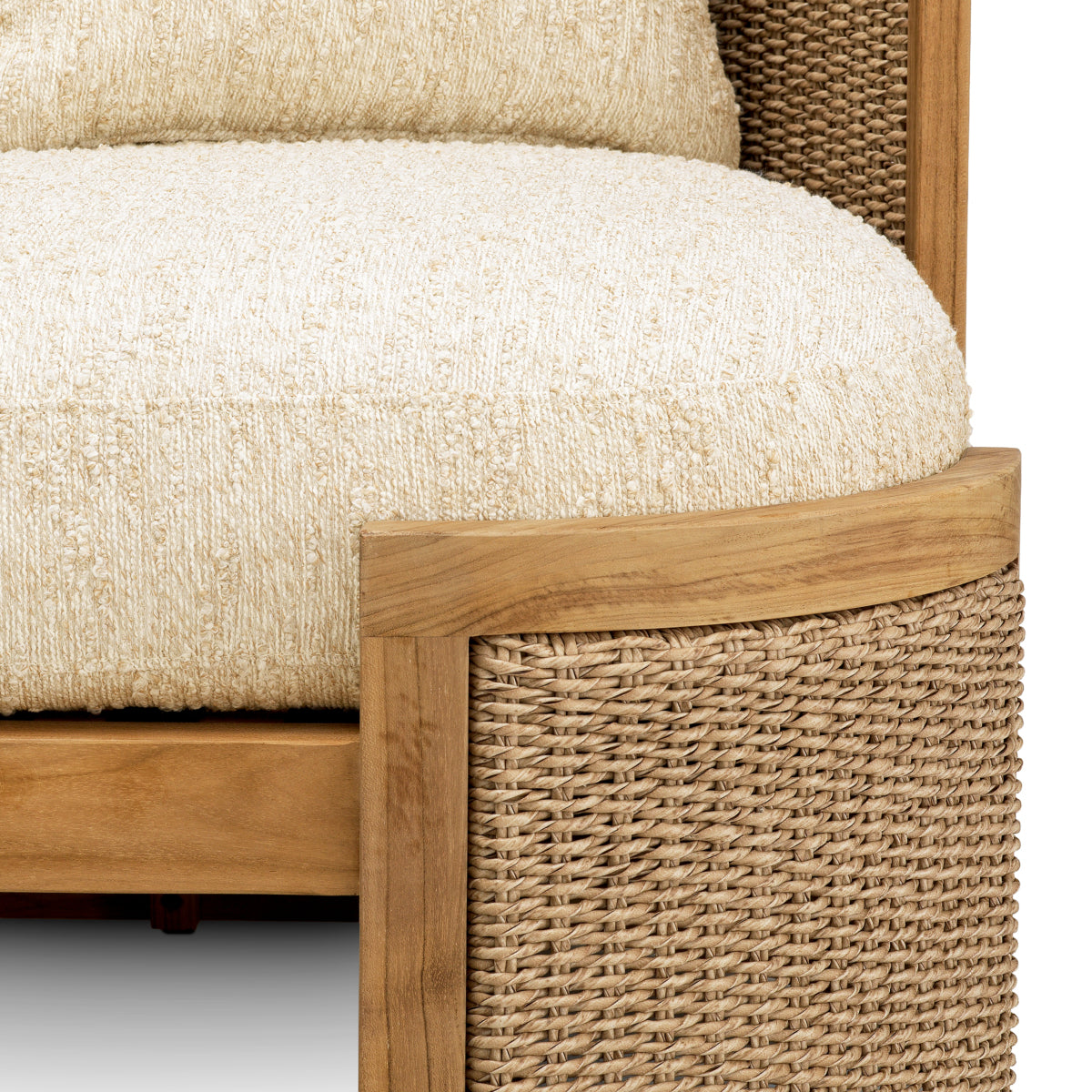 Outdoor Sofa Marenzo natural teak faux rattan incl arden natural cushions