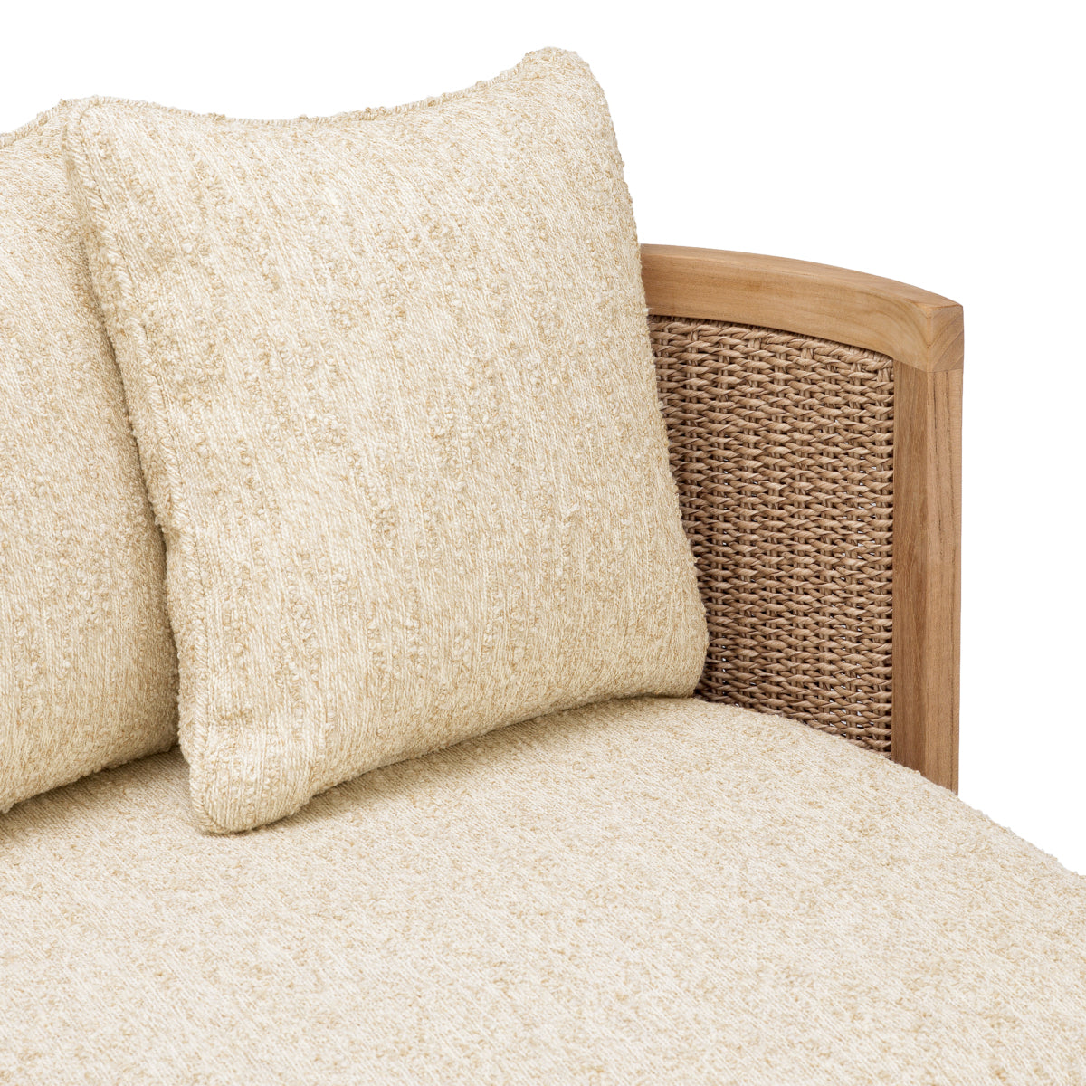 Outdoor Sofa Marenzo natural teak faux rattan incl arden natural cushions
