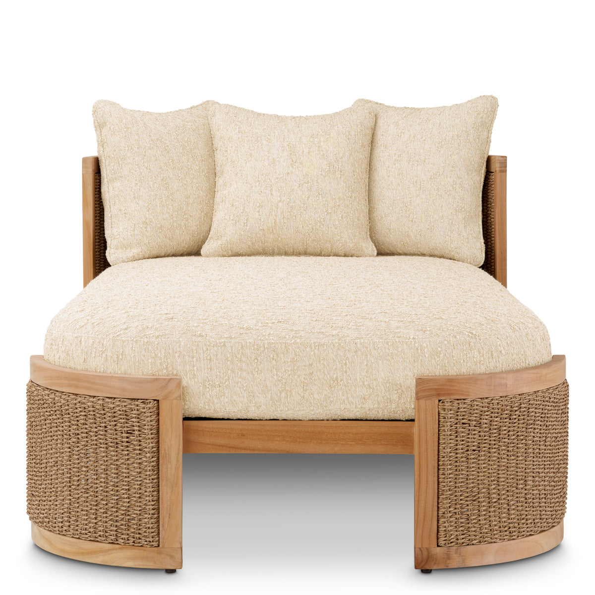 Outdoor Daybed Marenzo natural teak faux rattan incl arden natural cushions
