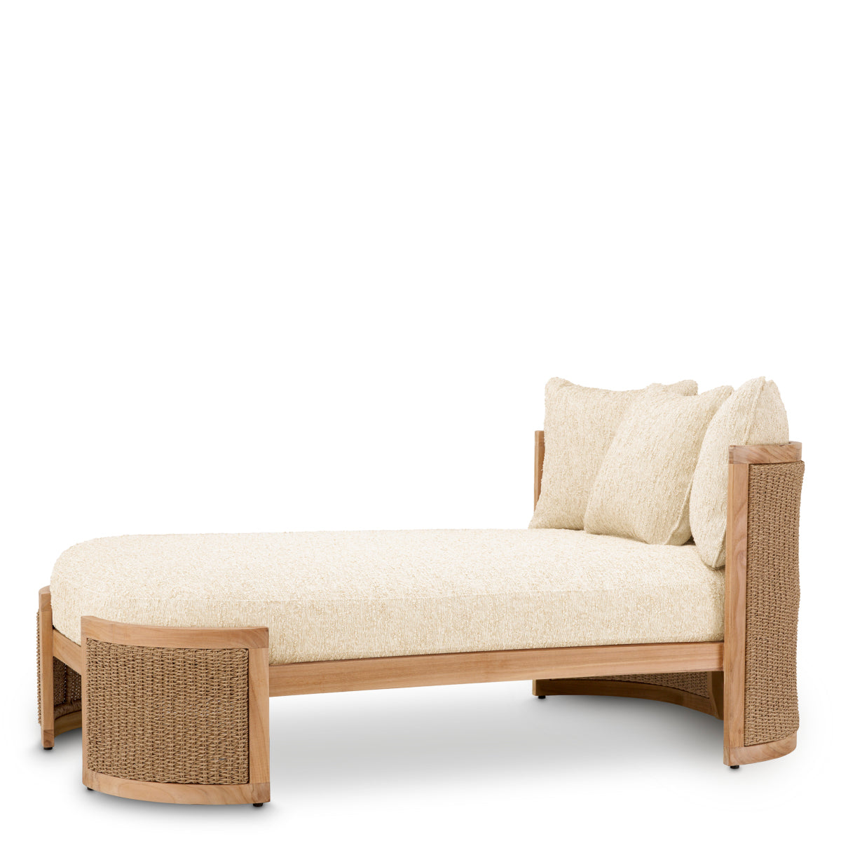 Outdoor Daybed Marenzo natural teak faux rattan incl arden natural cushions