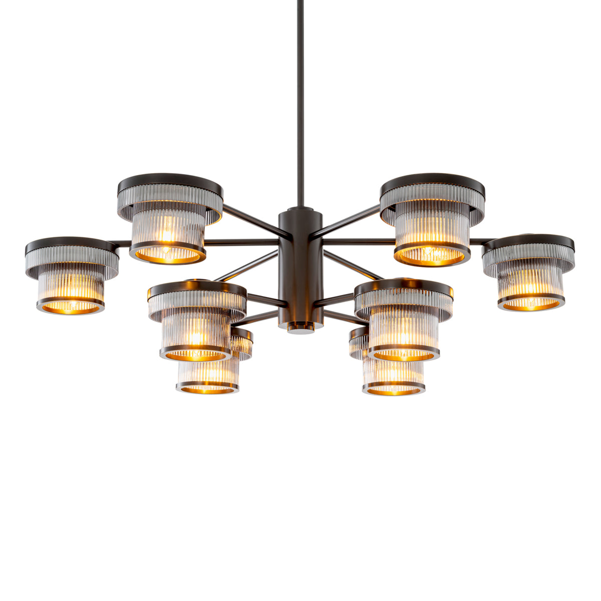 CDJ Chandelier Andromeda bronze highlight finish smoke glass