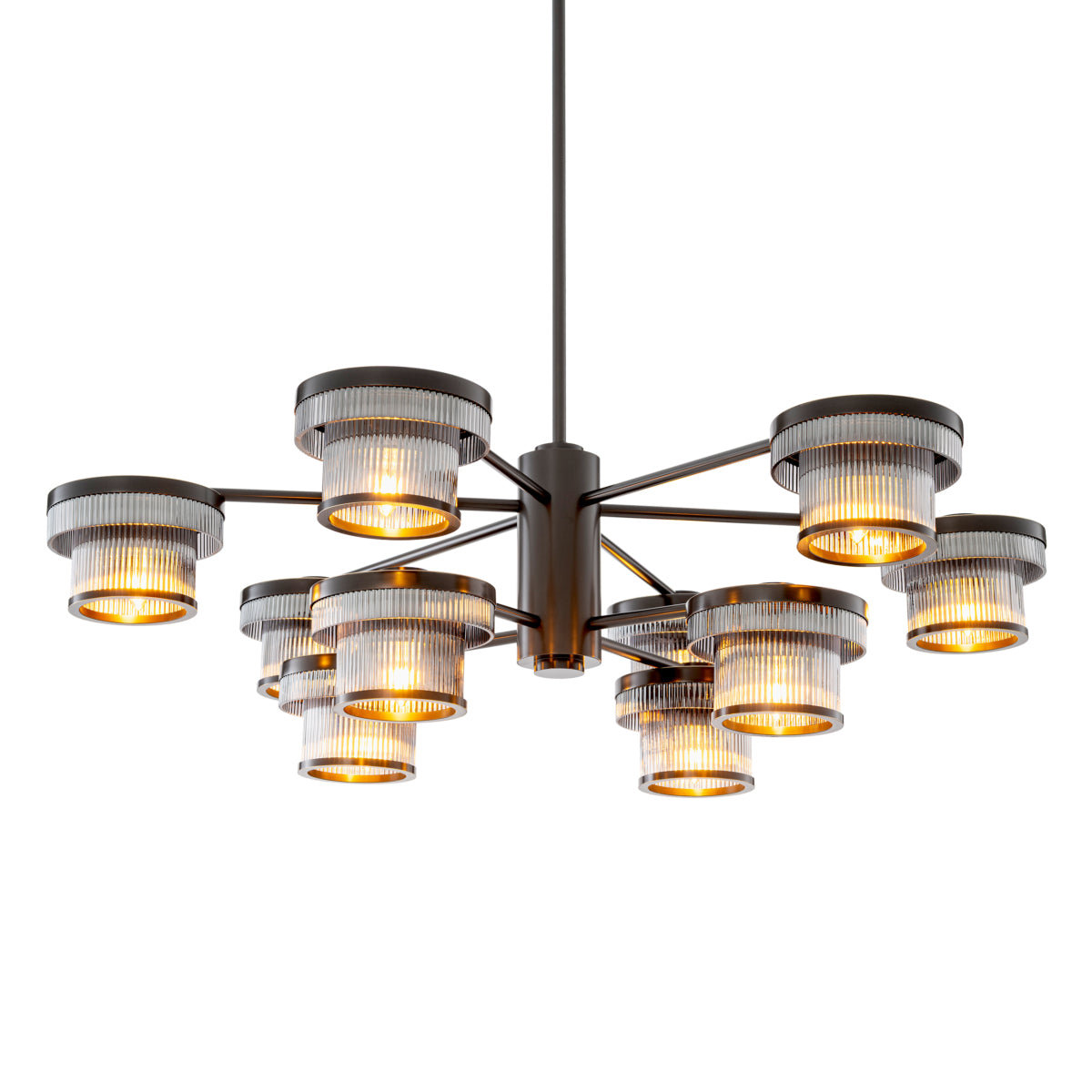 CDJ Chandelier Andromeda bronze highlight finish smoke glass