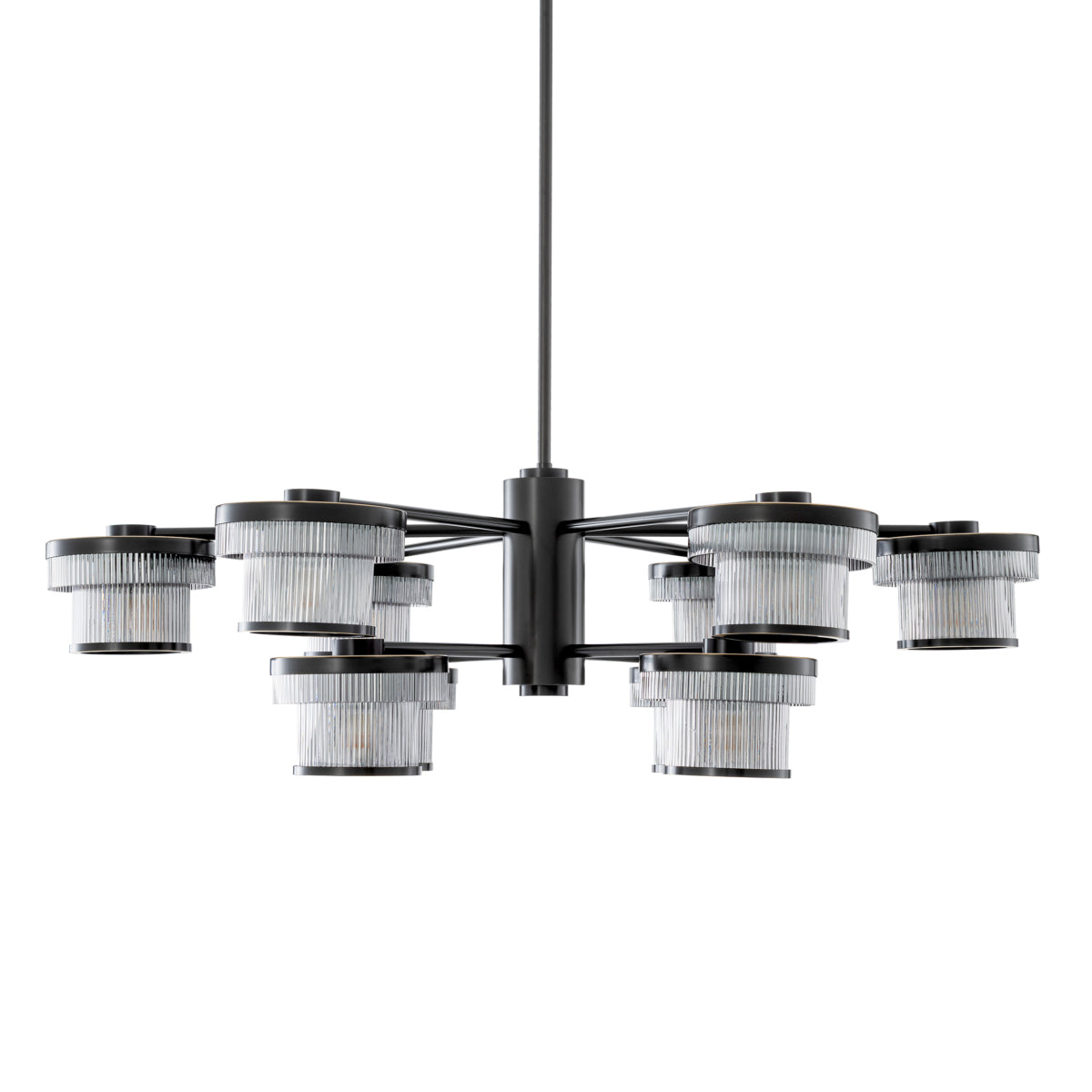 CDJ Chandelier Andromeda bronze highlight finish smoke glass