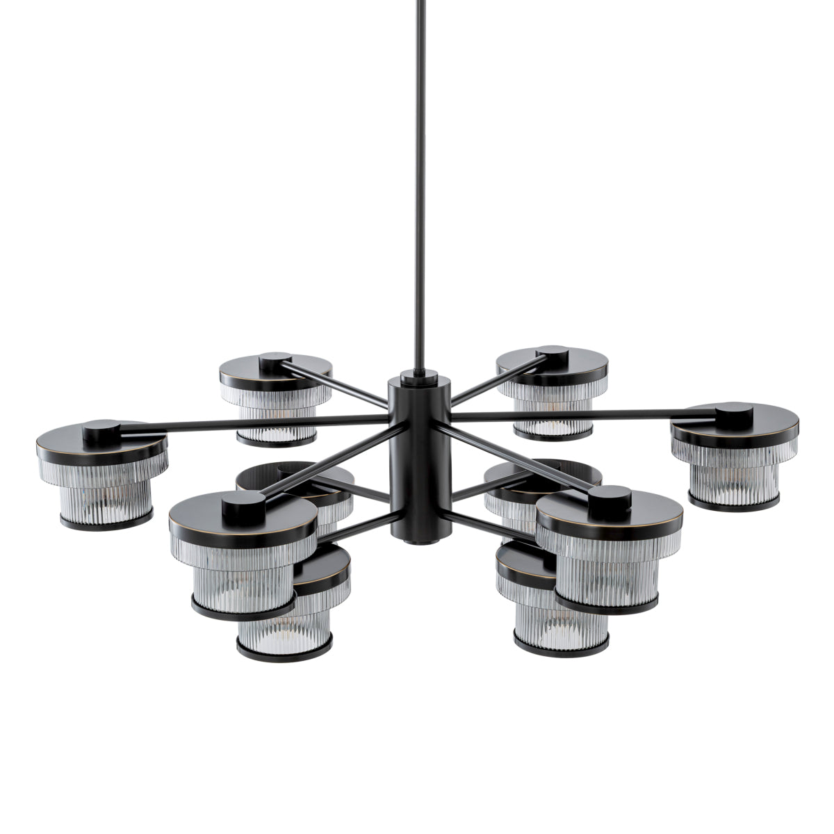 CDJ Chandelier Andromeda bronze highlight finish smoke glass