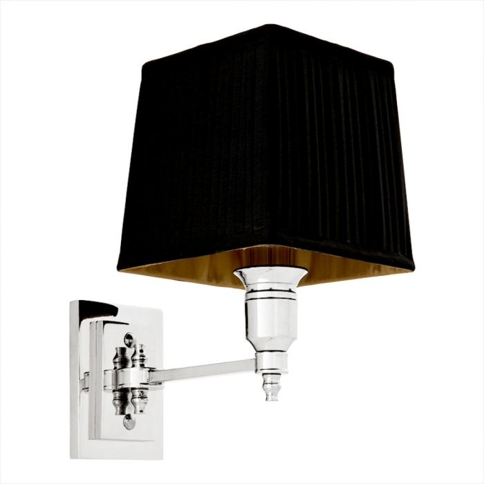 Lámpara de pared Lexington Single níquel con pantalla negra