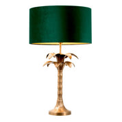 Table Lamp Mediterraneo vintage brass finish incl green velvet shade