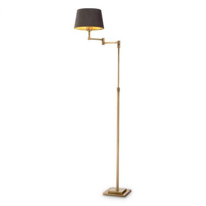 Floor Lamp Corbin antique brass finish incl velvet shade
