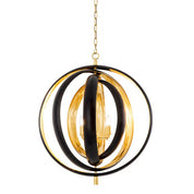 Chandelier Riley gunmetal finish polished brass