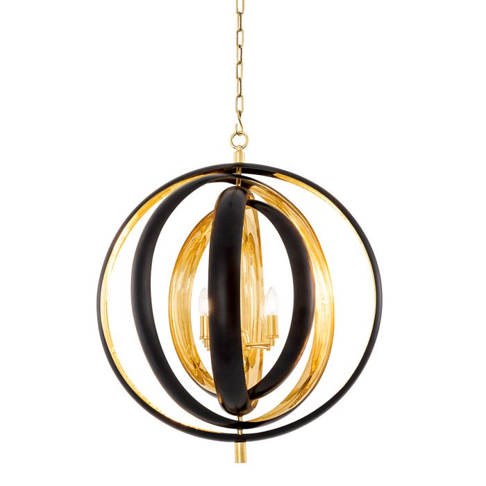 Chandelier Riley gunmetal finish polished brass