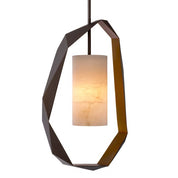 Chandelier Santos gunmetal finish incl alabaster
