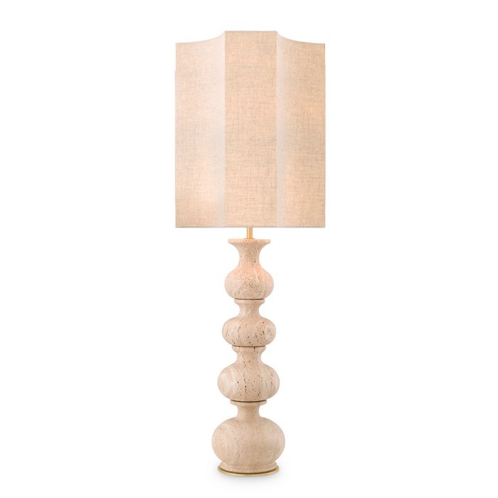 Lámpara de mesa Mabel travertino con pantalla