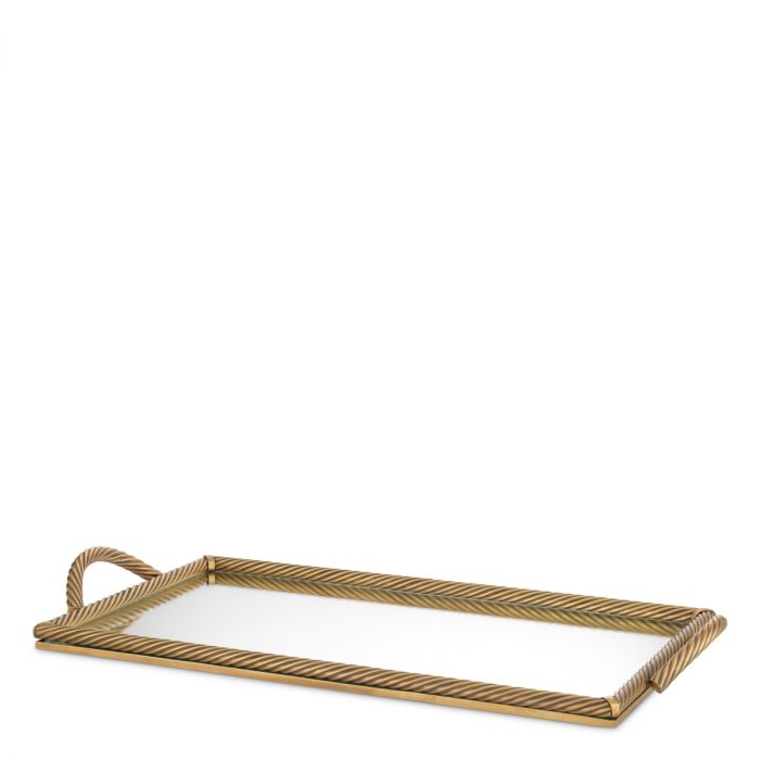 Tray Salvi Rectanguar L vintage brass finish