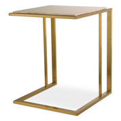 Side Table Cocktail brushed brass finish travertine
