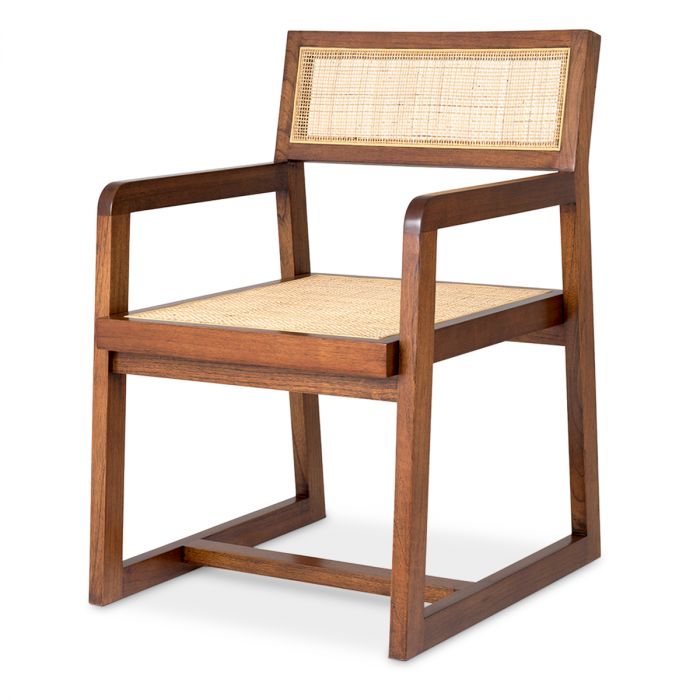 Silla de comedor Dinant clásica marrón