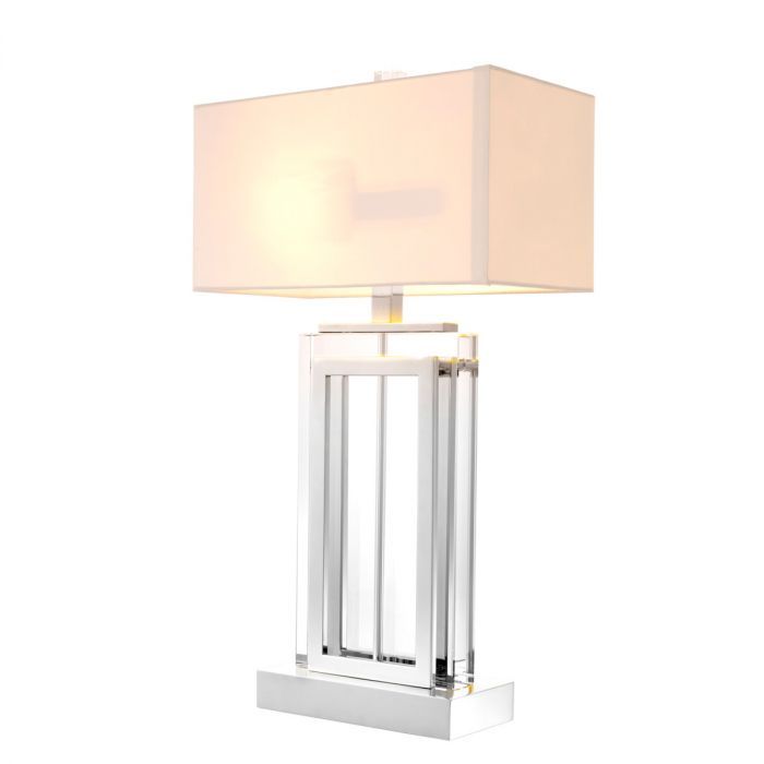 Table Lamp Arlington crystal nickel finish incl white shade