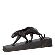 Pantherae bronze on marble base