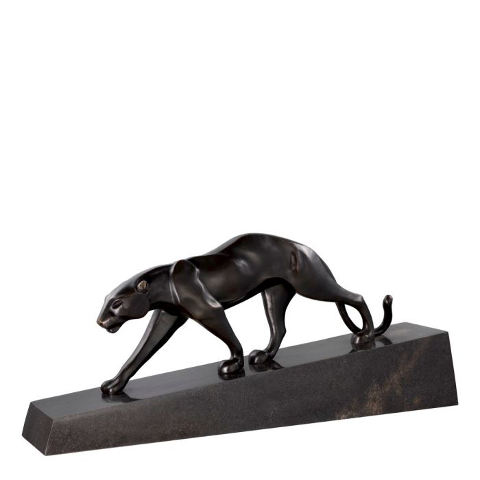 Pantherae bronze on marble base