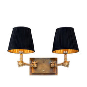 Wall Lamp Wentworth Double vintage brass finish incl black shades